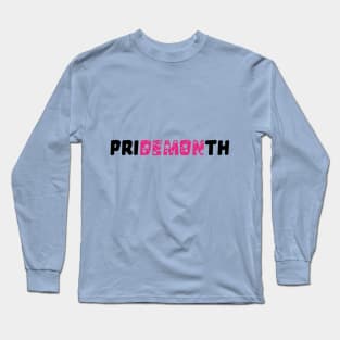 Pride Month Demon Pink Cartoon with Flowers Long Sleeve T-Shirt